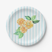 Gelbe Blume Blauer Streifen Pappteller (Vorderseite)