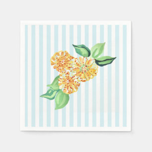 Gelbe Blume Blauer Streifen Serviette