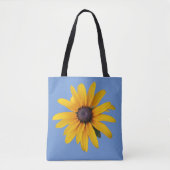 Gelbe Blume Blaues Foto Totbeutel Tasche (Vorderseite)