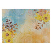 Gelbe Blume Blaues Marmor Wasserfarbe Schneidebrett (Vorderseite)