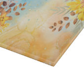 Gelbe Blume Blaues Marmor Wasserfarbe Schneidebrett (Ecke)