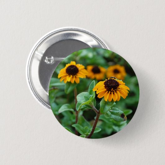 Gelbe Blume Blossom Foto Rundes Abzeichen Button (Vorne & Hinten)