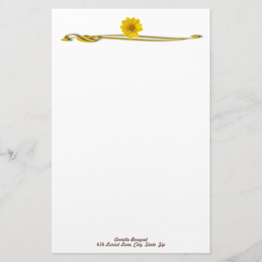 Gelbe Blume Blühe Grenze Briefpapier (Vorderseite)