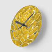 Gelbe Blume botanisch Runde Wanduhr (Winkel)