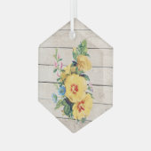 Gelbe Blume Bouquet auf Imitaten aus gewittertem H Ornament Aus Glas (Vorderseite Links)