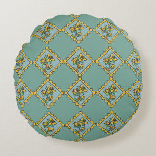 Gelbe Blume Briefmarke Rundes Kissen