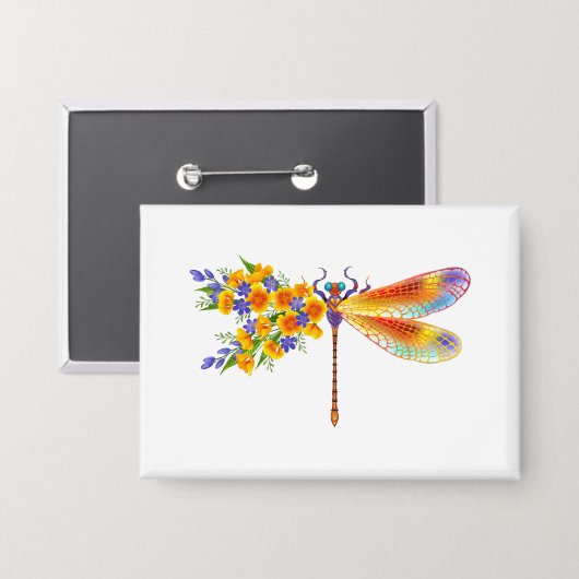 Gelbe Blume Button (Vorderseite/Rückseite)