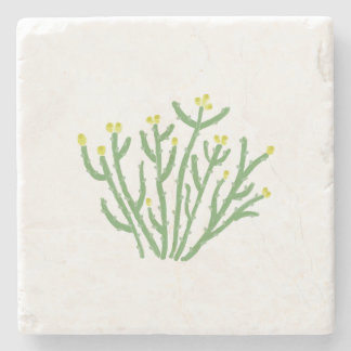 Gelbe Blume Cholla Cactus Wüste Stone Untersetzer