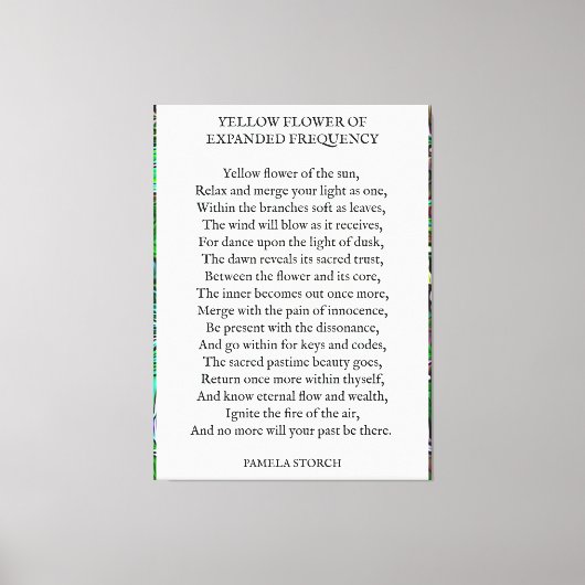Gelbe Blume des Gedicht "Erweiterte Frequenzen" Leinwanddruck (Vorderseite)