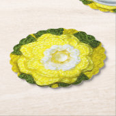 Gelbe Blume Designer Crochet Print wiederverwendba Untersetzer (angewinkelt)