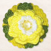 Gelbe Blume Designer Crochet Print wiederverwendba Untersetzer (Vorderseite)