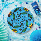 Gelbe Blume Doodle Art Designs Papier Teller (Party)