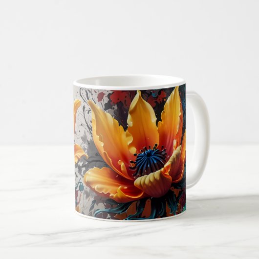 Gelbe Blume Duo Kaffeetasse (VorderseiteRechts)