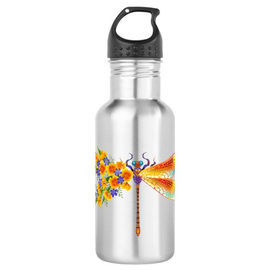 Gelbe Blume Edelstahlflasche (Vorderseite)