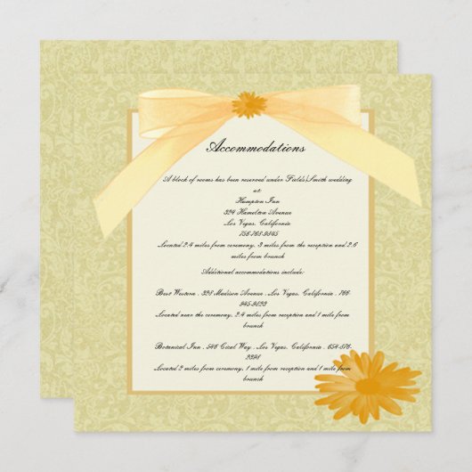 Gelbe Blume Einladung (Vorne/Hinten)