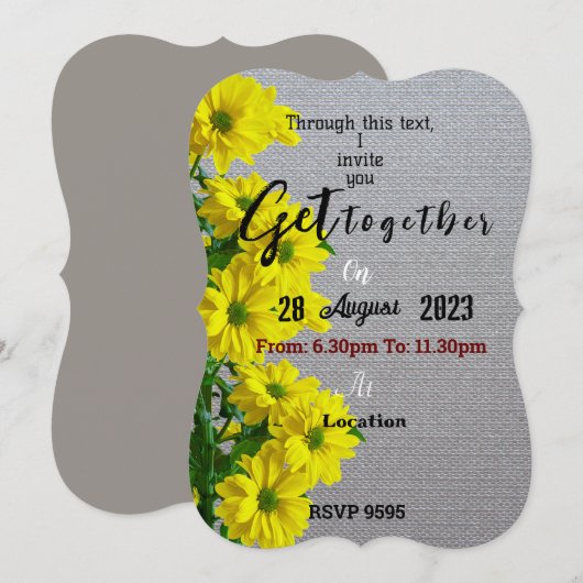 Gelbe Blume Einladung (Vorne/Hinten)