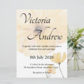 Gelbe Blume Einladung zur Hochzeit (Stehend Vorderseite)