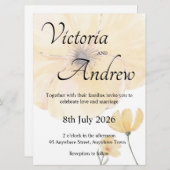 Gelbe Blume Einladung zur Hochzeit (Vorne/Hinten)