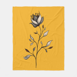 Gelbe Blume Elegant Stilvoll Abstrakt Fleecedecke