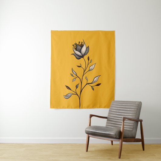 Gelbe Blume Elegant Stilvoll Abstrakt Wandteppich (Beispiel)