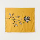 Gelbe Blume Elegant Stilvoll Abstrakt Wandteppich (Vorderseite (Horizontal))