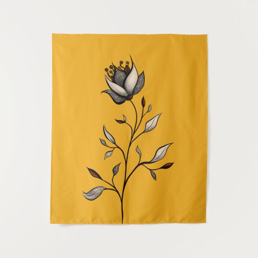 Gelbe Blume Elegant Stilvoll Abstrakt Wandteppich (Vorderseite)