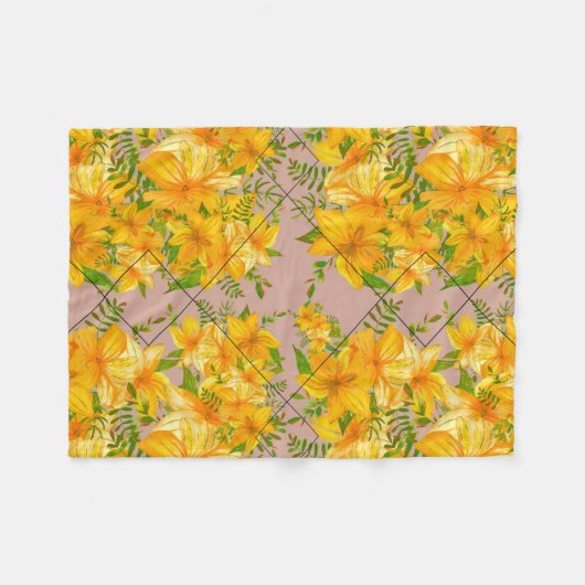 Gelbe Blume Fleecedecke (Vorderseite (Horizontal))