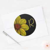 Gelbe Blume Floral Daisy Monogram Sticker (Umschlag)