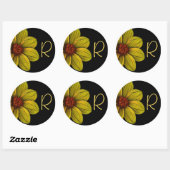 Gelbe Blume Floral Daisy Monogram Sticker (Blatt)