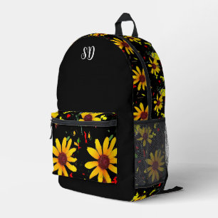 Gelbe Blume Florales Monogramm Bedruckter Rucksack