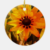 Gelbe Blume Foto Circle Ornament (Hinten)