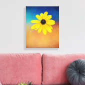 Gelbe Blume Foto-Collage mit blauer Farbe Leinwanddruck (Insitu (Wohnzimmer))