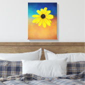 Gelbe Blume Foto-Collage mit blauer Farbe Leinwanddruck (Insitu (Schlafzimmer))