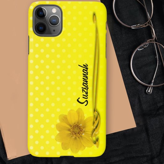 Gelbe Blume Foto Rollen Polka Dot Personalisiert iPhone Hülle