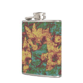 Gelbe Blume gegen Blatttarnungsmuster 2 Flachmann (Links)