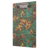 Gelbe Blume gegen Blatttarnungsmuster 2 Klemmbrett (Links)