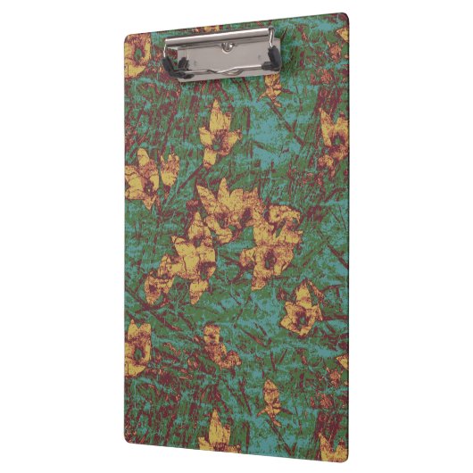 Gelbe Blume gegen Blatttarnungsmuster 2 Klemmbrett (Links)