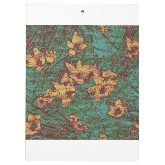 Gelbe Blume gegen Blatttarnungsmuster 2 Klemmbrett (Rückseite)