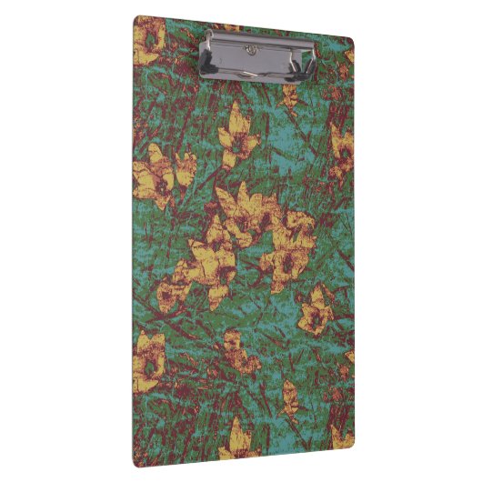 Gelbe Blume gegen Blatttarnungsmuster 2 Klemmbrett (Rechts)