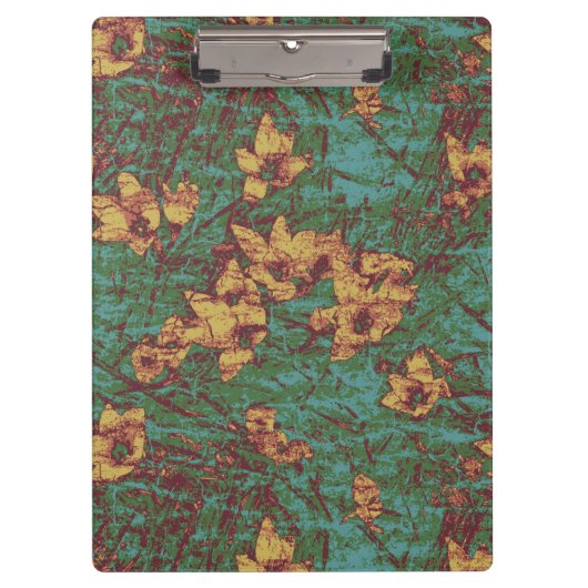 Gelbe Blume gegen Blatttarnungsmuster 2 Klemmbrett (Vorderseite)