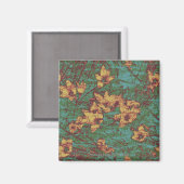 Gelbe Blume gegen ein Muster einer Blattcamouflage Magnet (Vorderseite/Rückseite)