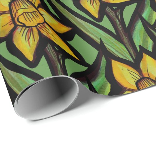 Gelbe Blume Geschenkpapier (Rolleneckpunkt)