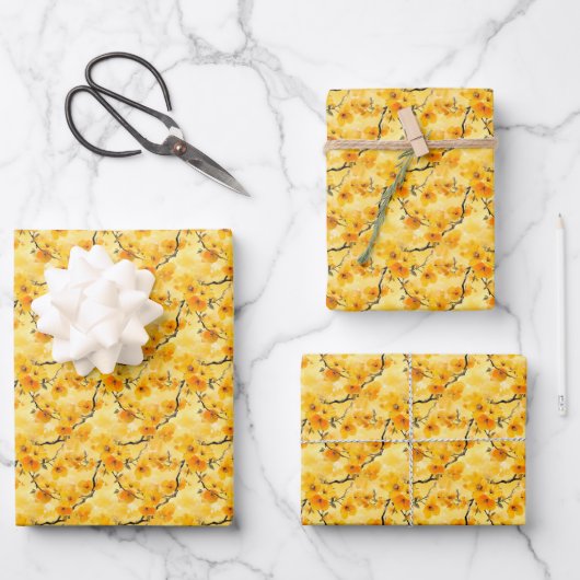 Gelbe Blume Geschenkpapier Set (Vorderseite)