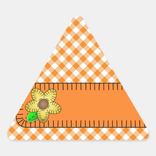 Gelbe Blume Gingham BackgroundTriangle Sticker (Vorderseite)