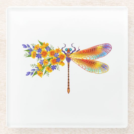 Gelbe Blume Glasuntersetzer (Vorderseite)