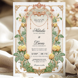 Gelbe Blume Gold Jugendstil Einladung zur Hochzeit