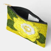 Gelbe Blume Grün Blätter Kunsthandwerk Crochet Pri Zubehörtasche (Offen)