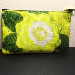 Gelbe Blume Grün Blätter Kunsthandwerk Crochet Pri Zubehörtasche