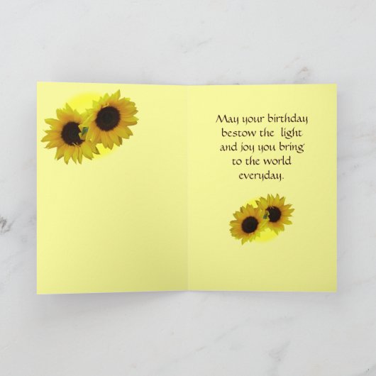 Gelbe Blume-Grußkarte für Sonnenblumen Karte (Innenseite)