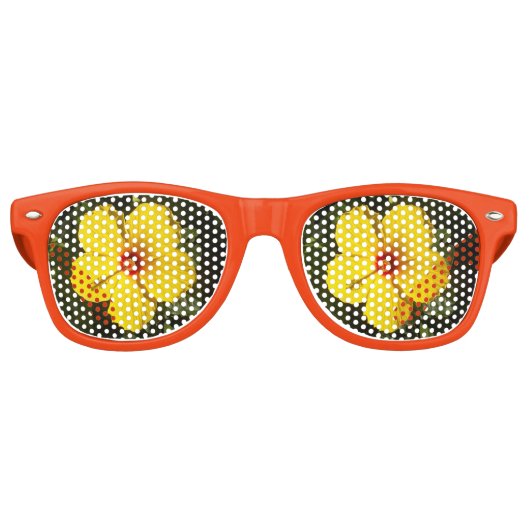 Gelbe Blume Hibiskus Erwachsene Party Partybrille (Vorderseite)